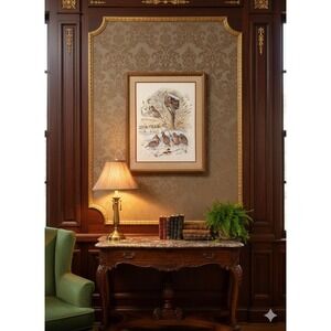 Patrick J Costello Signed Numbered Quail Print Winter Scene Framed 544/1000